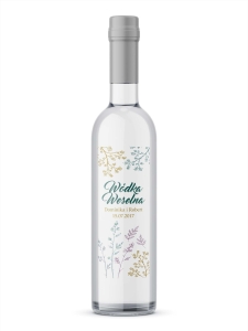 Przezroczyste etykiety na wódkę weselną W0502