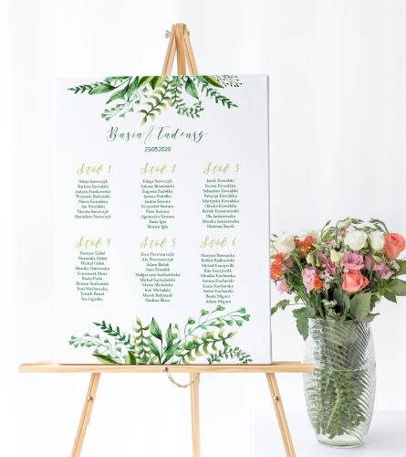 Plan stołów weselnych na płycie piankowej - Floral 03