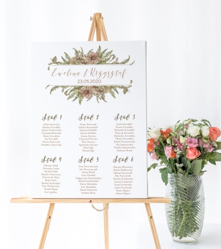 Plan stołów weselnych na płycie piankowej - Floral 06