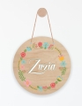 Drewniana tabliczka z imieniem - okrągła - Kwiaty