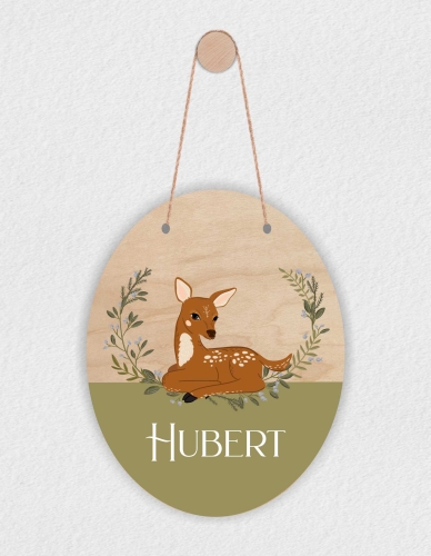 Drewniana tabliczka z imieniem - owalna - Sarenka