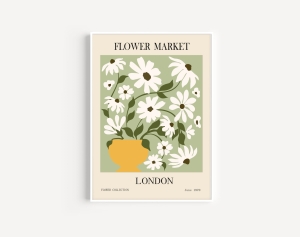 Plakat / Plakat na piance - Minimalistyczne retro kwiaty - Londyn