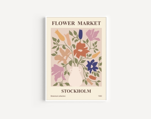 Plakat / Plakat na piance - Minimalistyczne retro kwiaty - Sztokholm