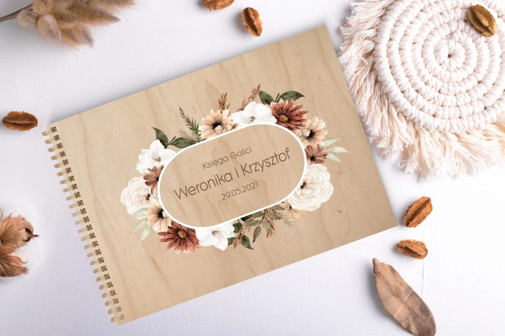 drewniana księga gości album drewniany z personalizowanym nadrukiem boho 06.jpg