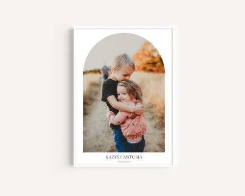 Plakat z Twoim zdjęciem - fotoplakat z łukiem i napisem - różne rozmiary