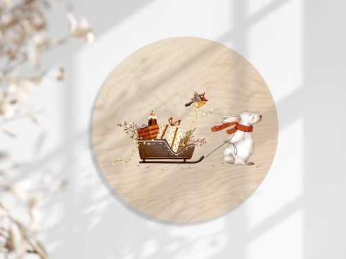 Drewniany obrazek z zajączkiem 02