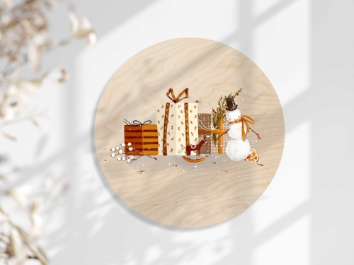 Drewniany obrazek z bałwankiem 03