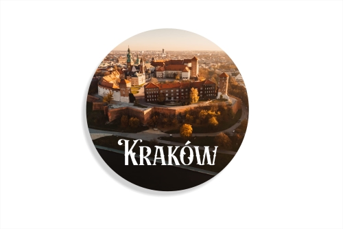 Drewniany magnes, pamiątka na lodówkę z Twoją grafiką - fullkolor - okrągły