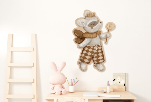 Drewniana dekoracja na ścianę - Borsuk czarodziej