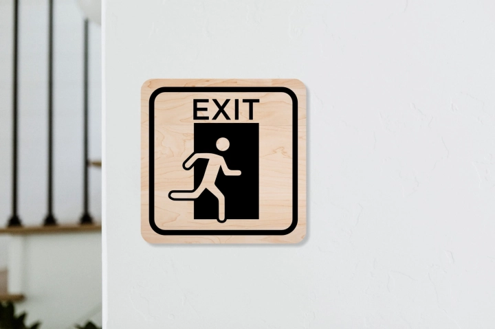 drewniana tabliczka informacyjna kwadratowa exit 01.jpg