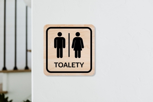 drewniana tabliczka informacyjna kwadratowa toalety 01.jpg
