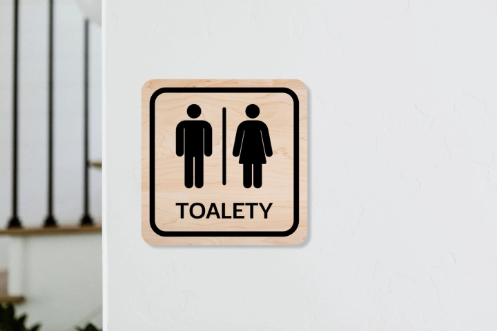 drewniana tabliczka informacyjna kwadratowa toalety 01.jpg
