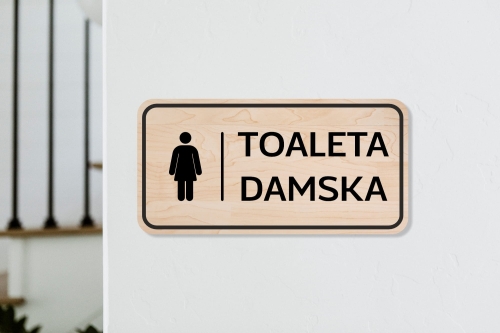 drewniana tabliczka informacyjna prostokątna toaleta damska 01.jpg