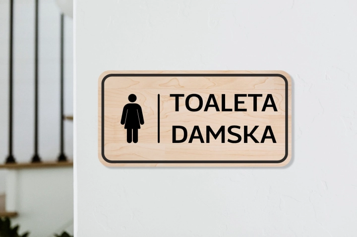 drewniana tabliczka informacyjna prostokątna toaleta damska 01.jpg