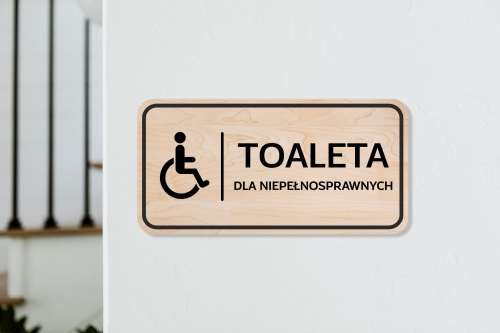 Drewniana tabliczka informacyjna - prostokątna - toaleta dla niepełnosprawnych 01