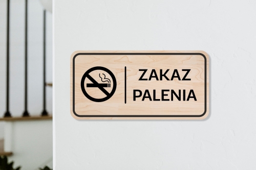 Drewniana tabliczka informacyjna - prostokątna - Zakaz palenia 01