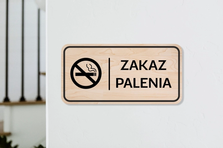 drewniana tabliczka informacyjna prostokątna ZAKAZ PALENIA 01.jpg