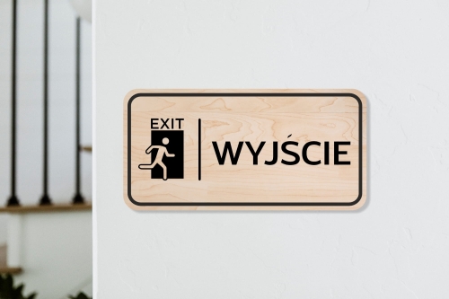 drewniana tabliczka informacyjna WYJŚCIE 01.jpg