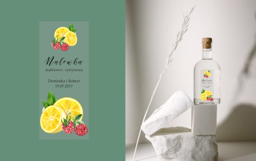 Personalizowana Etykieta na nalewkę malinowo cytrynową (3 Warianty) | Naklejka na nalewkę Malinowo Cytrynowa  z Datą i Imionami