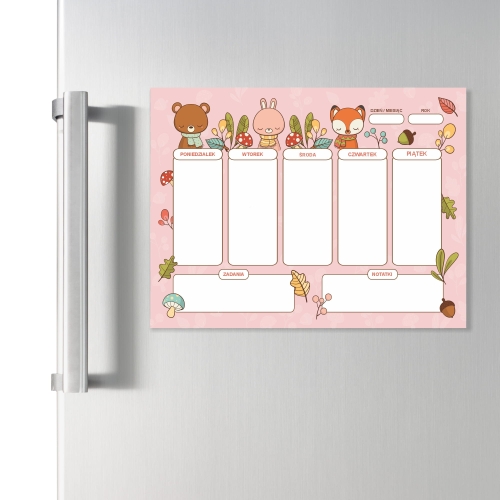 Plan lekcji NA LODÓWKĘ - TABLICA MAGNETYCZNA SUCHOŚCIERALNA  -  Zwierzęta 03