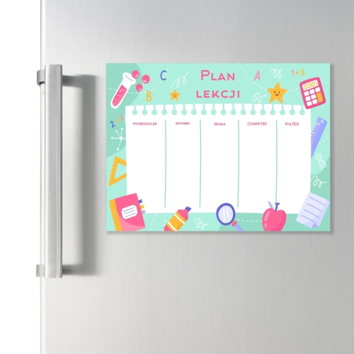 Plan lekcji NA LODÓWKĘ - TABLICA MAGNETYCZNA SUCHOŚCIERALNA  -  Szkoła 01