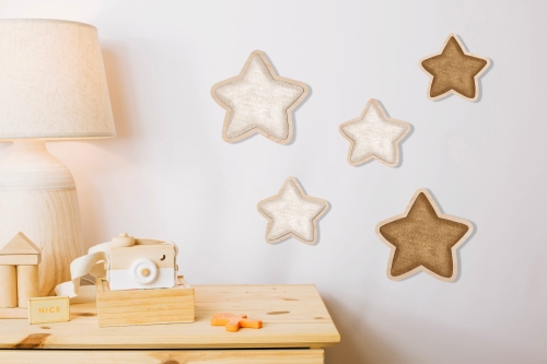 Drewniana dekoracja na ścianę - Zestaw drewnianych gwiazdek - mały