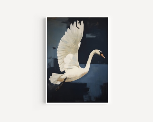 Plakat / Plakat na piance - Lecący łabędź