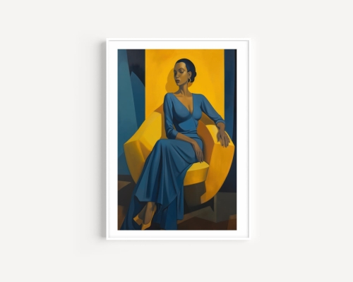 Plakat / Plakat na piance - Kobieta w żółtym fotelu