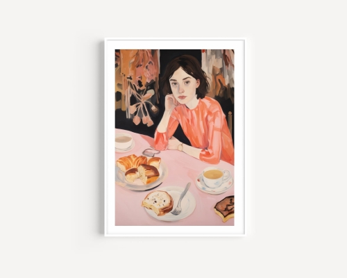 Plakat / Plakat na piance - kobieta przy stole