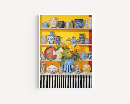 Plakat / Plakat na piance - pólki z ceramiką