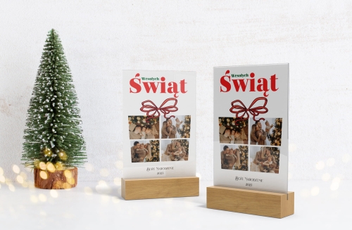 Prezent na Boże Narodzenie - szkło akrylowe z Twoim zdjęciem i napisem - prezent 01