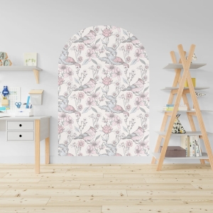 Naklejka na ścianę do pokoju dziecięcego - pastelowe ptaszki - Łuk 07