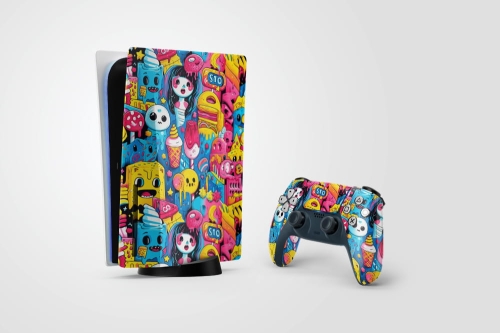 Naklejka na konsolę Playstation 5 i kontrolery - Słodki zawrót głowy