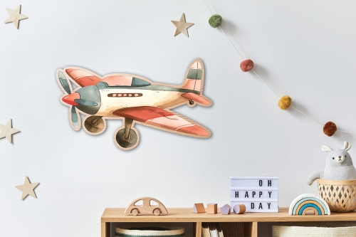 Drewniana dekoracja na ścianę - Podniebne Przygody - samolot
