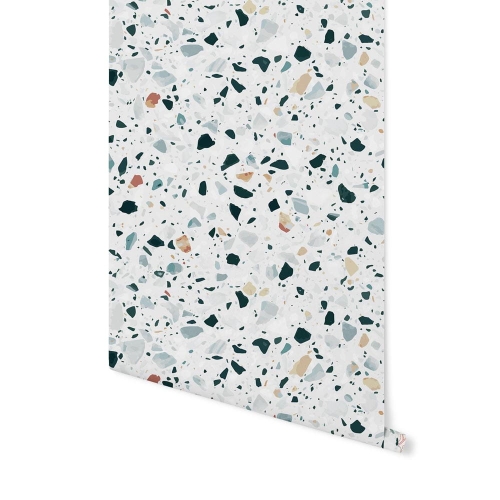 Okleina na meble - Kamienne Terrazzo (zieleń • beż • grafit) - 50