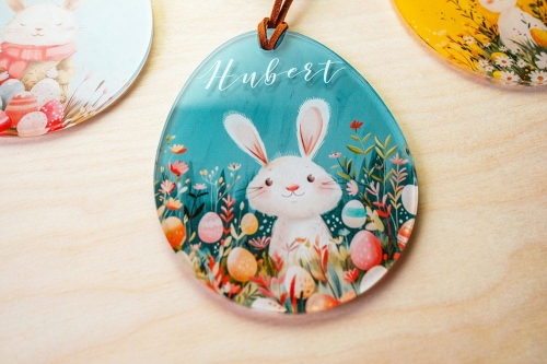 Akrylowa Pisanka z Imieniem Dziecka - Zajączek 01