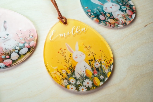 Akrylowa Pisanka z Imieniem Dziecka - Zajączek 02