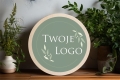 Drewniana, okrągła tabliczka z Twoim logo - naturalna
