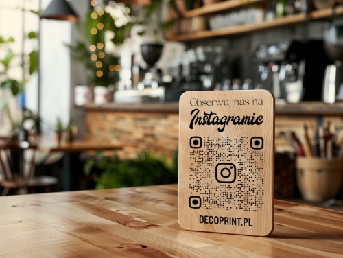 Drewniana Tabliczka Social Media z Kodem QR - Instagram 