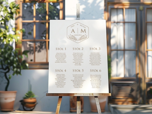 Plan stołów weselnych na płycie piankowej - Minimalistyczny 01