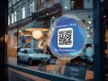 Przezroczysta naklejka samoprzylepna z  kodem QR - Facebook 01