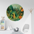 Okrągła Naklejka na Ścianę do Pokoju Dziecka z uśmiechniętym dinozaurem