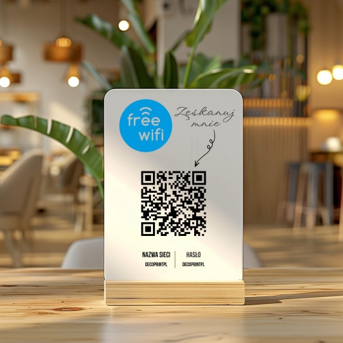 Akrylowa Tabliczka Wifi z Kodem QR 