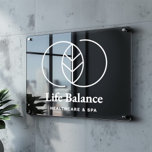 Szyld z Twoim Logo czarny  akryl - Szyld reklamowy z plexi - 40 x 25 cm