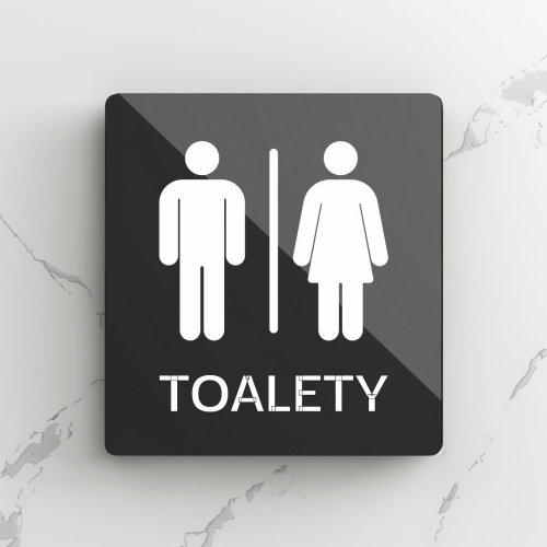 Akrylowa tabliczka informacyjna - kwadratowa - toalety WC 01