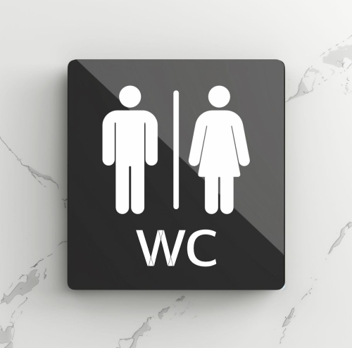 Akrylowa tabliczka informacyjna - kwadratowa - toalety WC 02