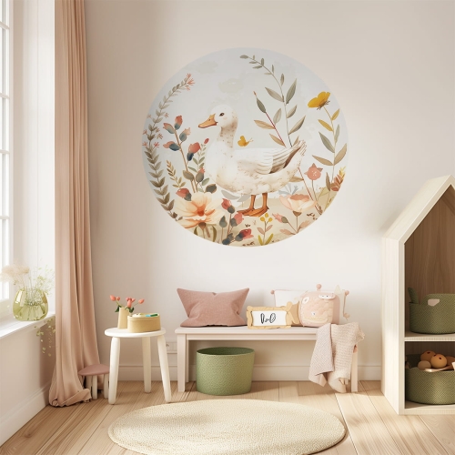 Naklejka na Ścianę do Pokoju Dziecka - Kaczka w ogrodzie 