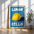 Plakat / Plakat na piance - Niebieski plakat z cytryną - Limoncello