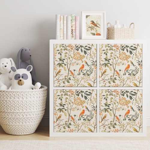 Naklejki IKEA Kallax - Retro ptaki 02