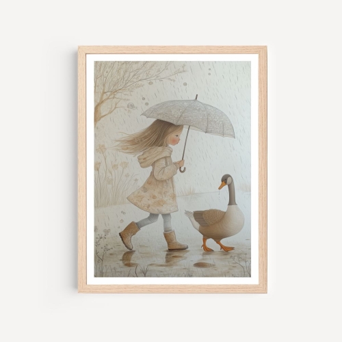 Plakat do pokoju dziecka - Jesienny spacer z gąską